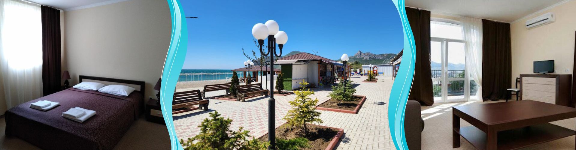 Изображение моря на баннере апарт-отеля Арго в Коктебеле, Крым